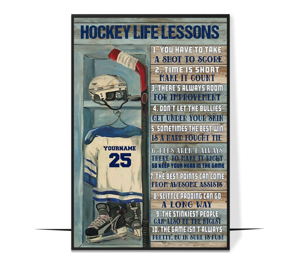 Hockey Life Lessons Personalized Locker Room Motivational Wall Art - Image 4