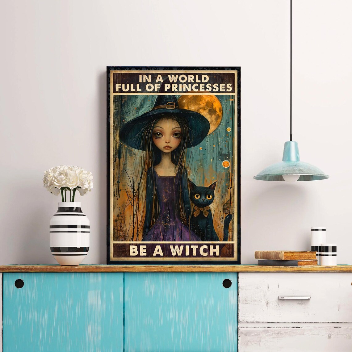 Be A Witch Witchy Black Cat Halloween Art Print - Image 3