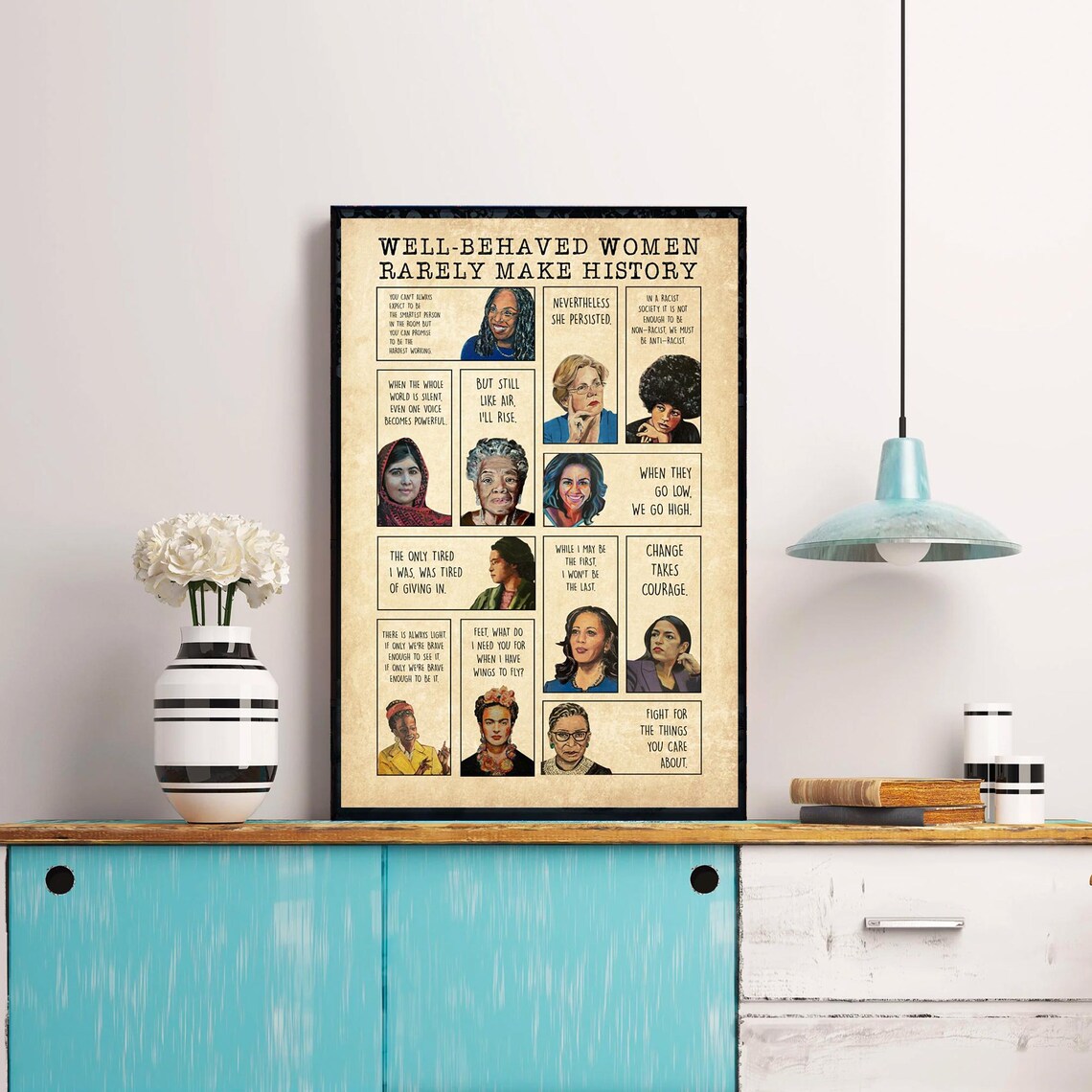 Vintage Well-Behaved Women Rarely Make History Quote Collage Poster - Image 4