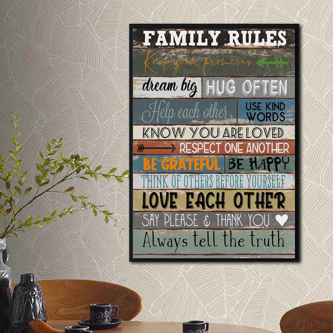 Family Rules Inspirational Wall Art Family Recipe Living Room Wall Art Family Gift Wall Decor Living Room Modern Farmhouse - Image 3
