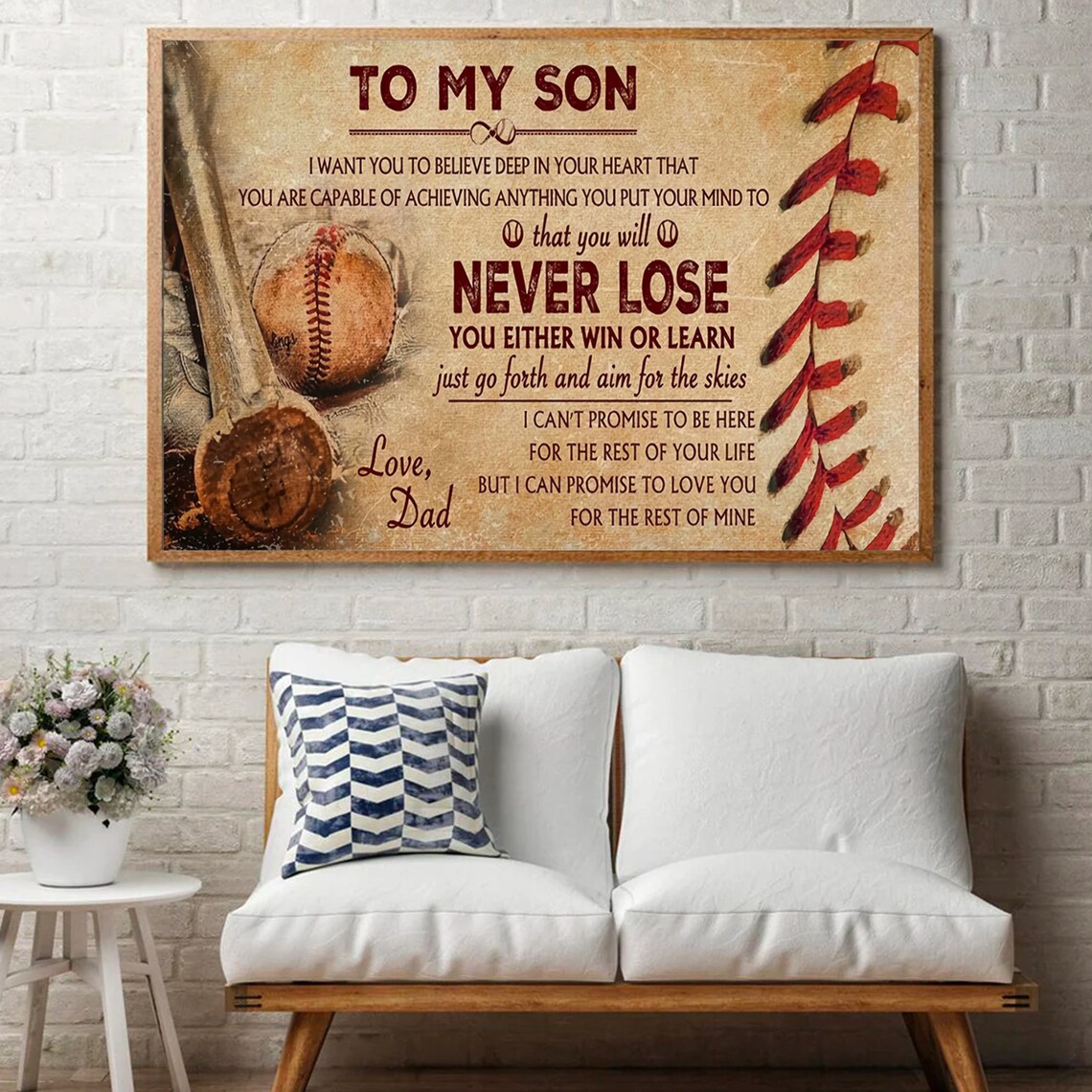 To My Son Baseball Vintage Dad Letter Inspirational Gift Poster - Image 3