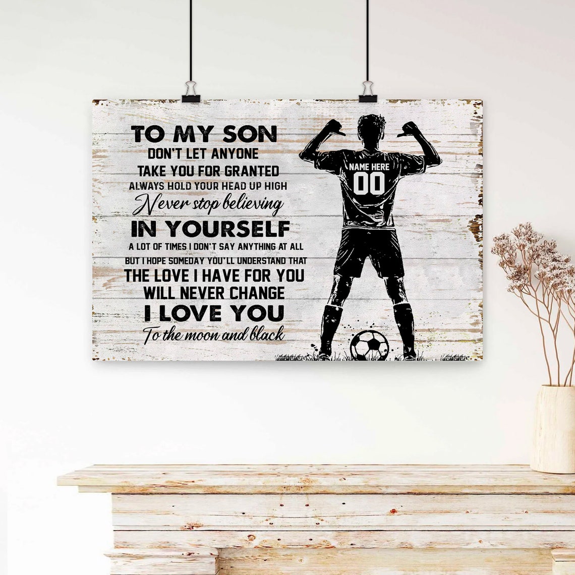 Personalized To My Son Soccer Player Love Message Poster Art - Image 4