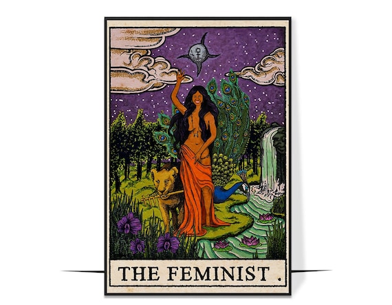 The Feminist Tarot Peacock Moon Woman Empowerment Art Poster