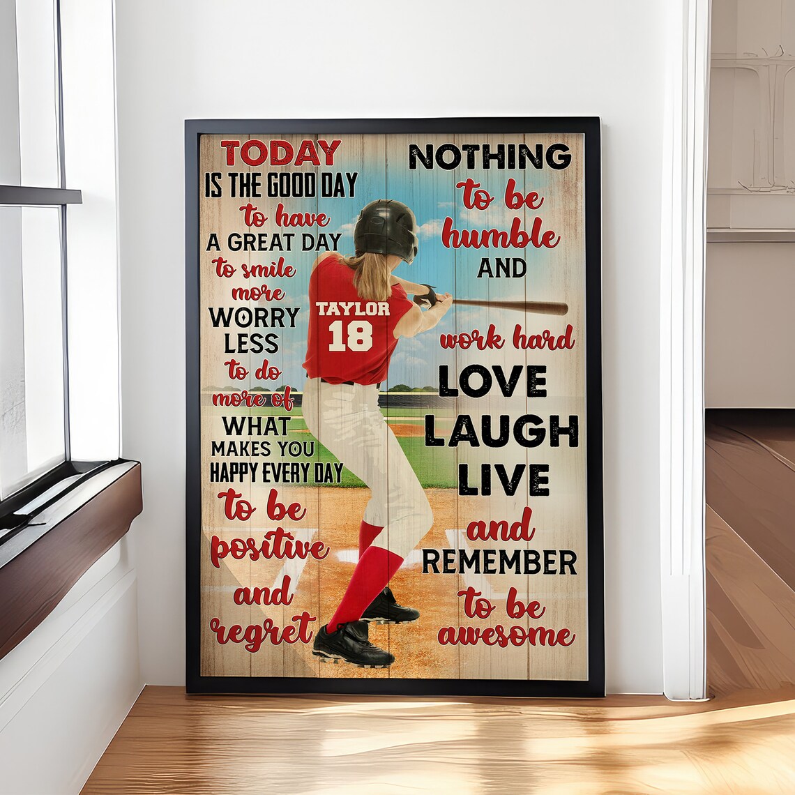 Today Is the Good Day Softball Batter Motivation Quote Poster