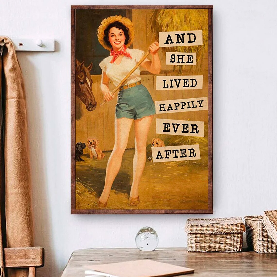 Retro Cowgirl And She Lived Happily Ever After Horse Barn Poster - Image 3