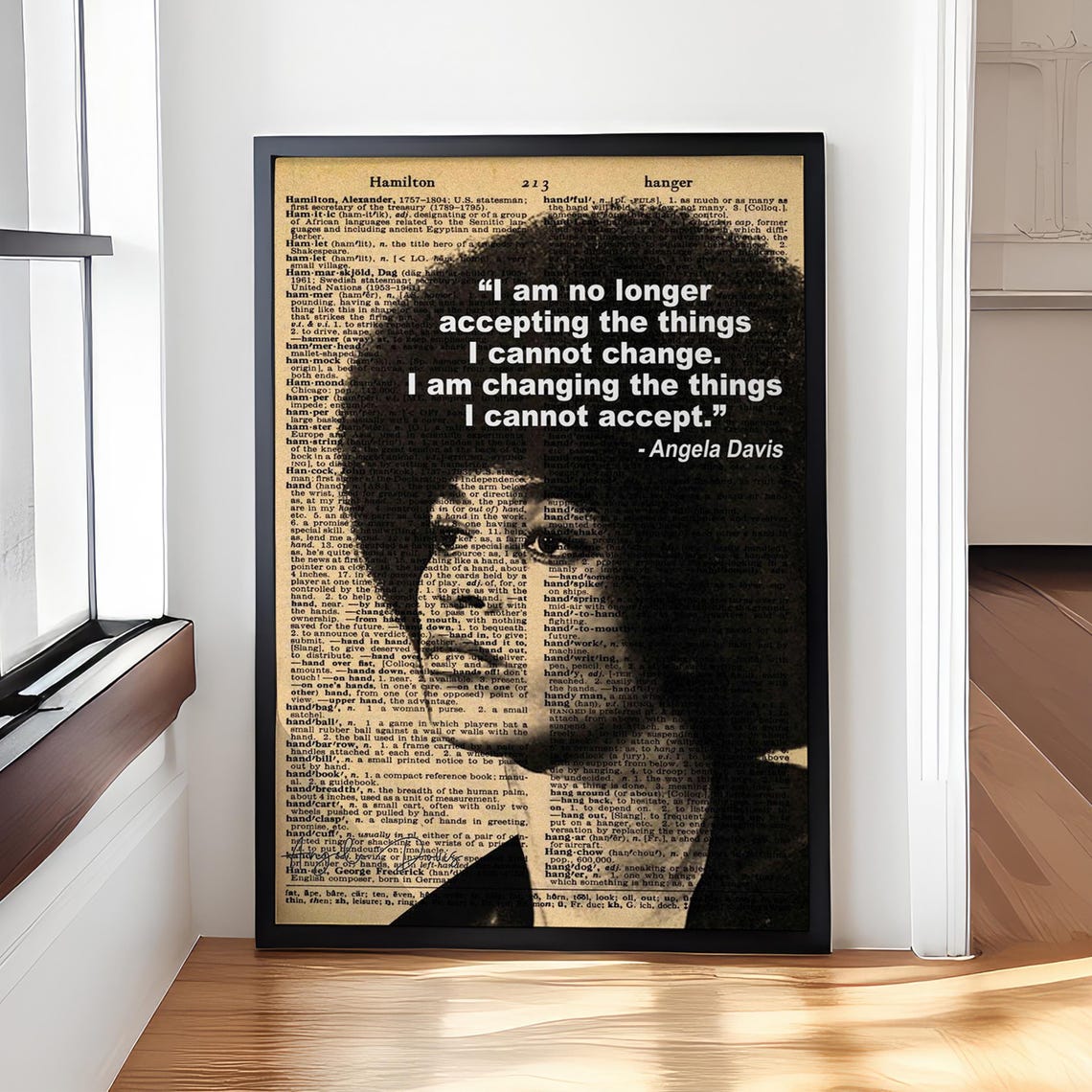 Angela Davis Inspirational Quote Dictionary Art Portrait Poster