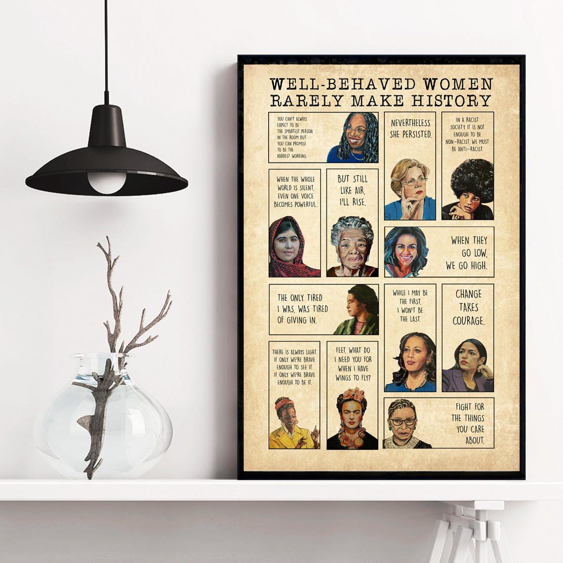 Vintage Well-Behaved Women Rarely Make History Quote Collage Poster - Image 3