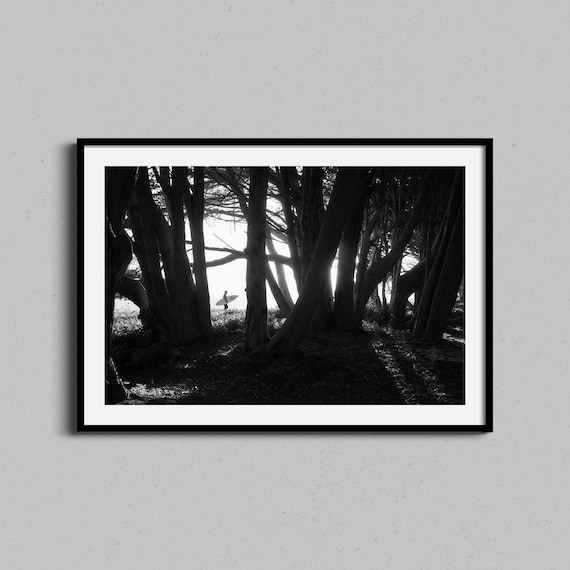 Surfer Girl Framed Wall Art Print Black And White Beach Lifestyle Photo Surfboard Photograph Entryway Home Decor
