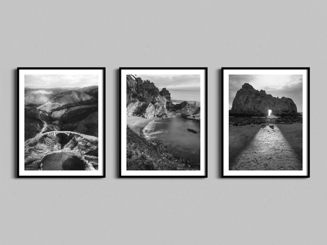 Big Sur Set Of 3 Prints, Coastal Travel Poster
