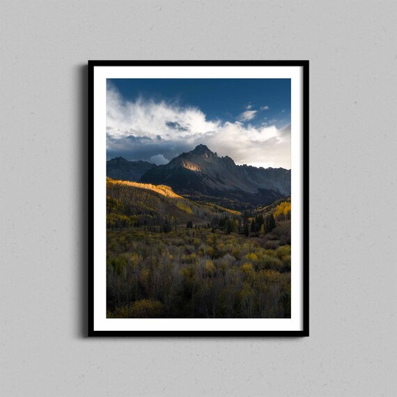 Mount Sneffels Colorado Autumn Aspens Golden Mountain Photography Poster