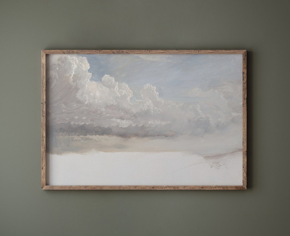 Antique Cloud Study Dramatic Grey Vintage Sky Painting Poster - Image 2