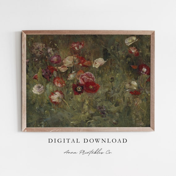 Field Of Poppies Vintage Oil Painting Art Print