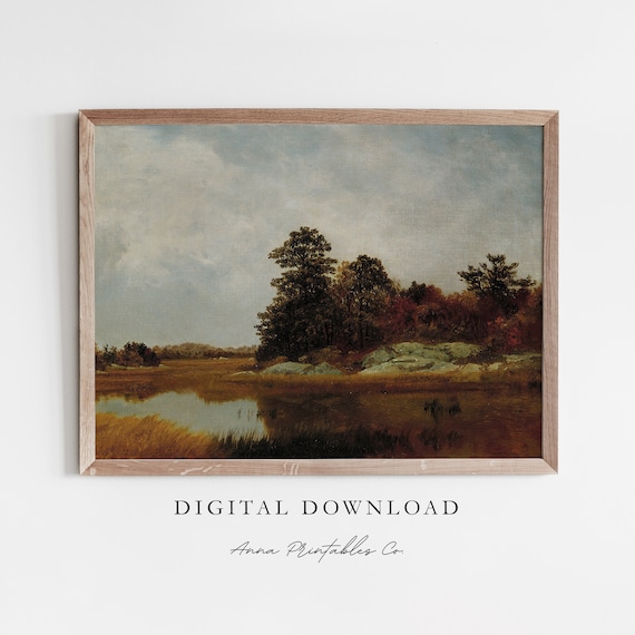 The Marshes in October Vintage Autumn Landscape