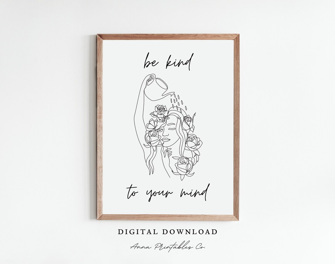 Be Kind To Your Mind Minimalist Quote Art Print