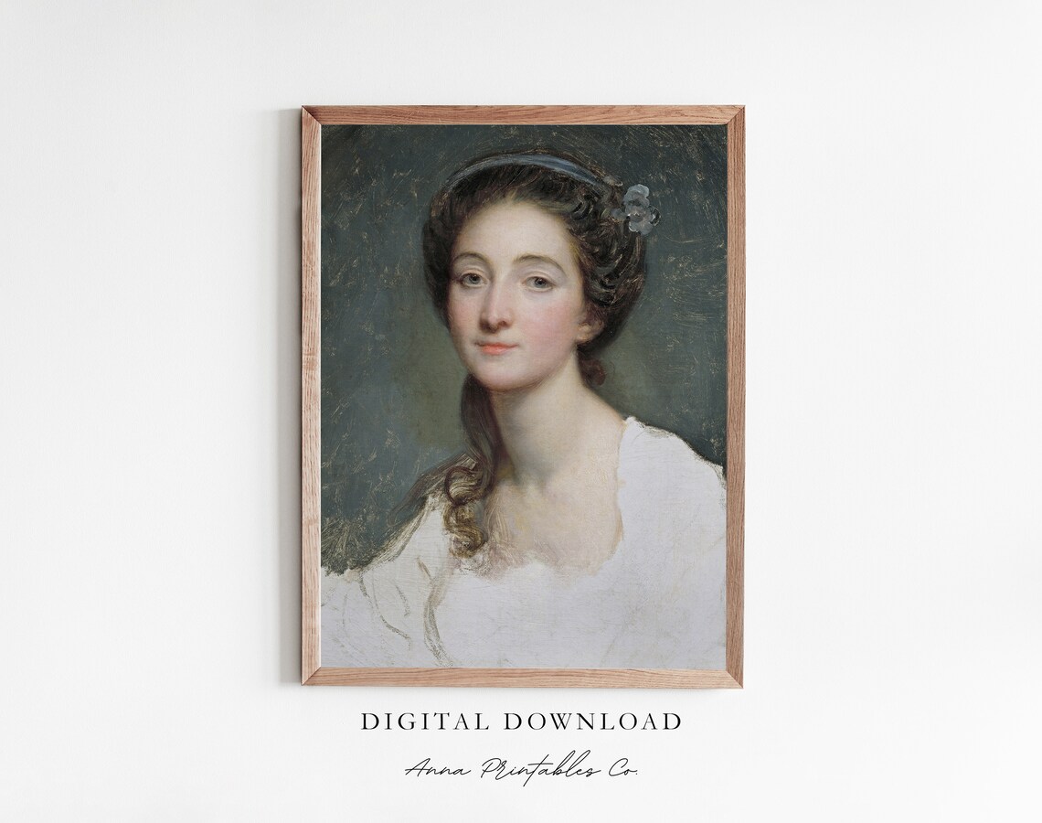 Classical Young Woman Portrait with Flower in Her Hair Poster