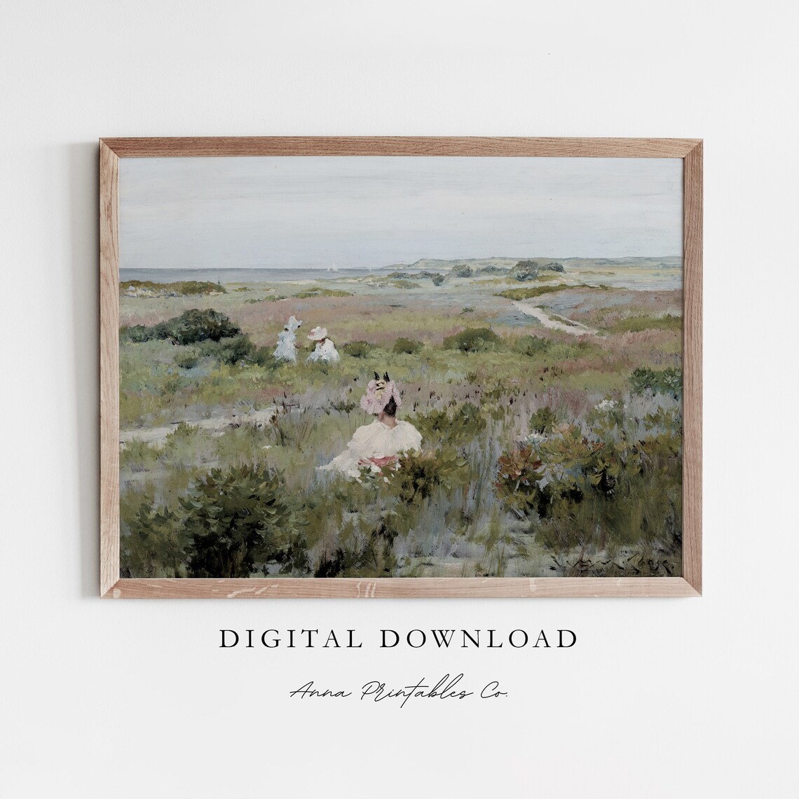 Antique Woman In Wildflowers Coastal Vintage Meadow Garden Poster