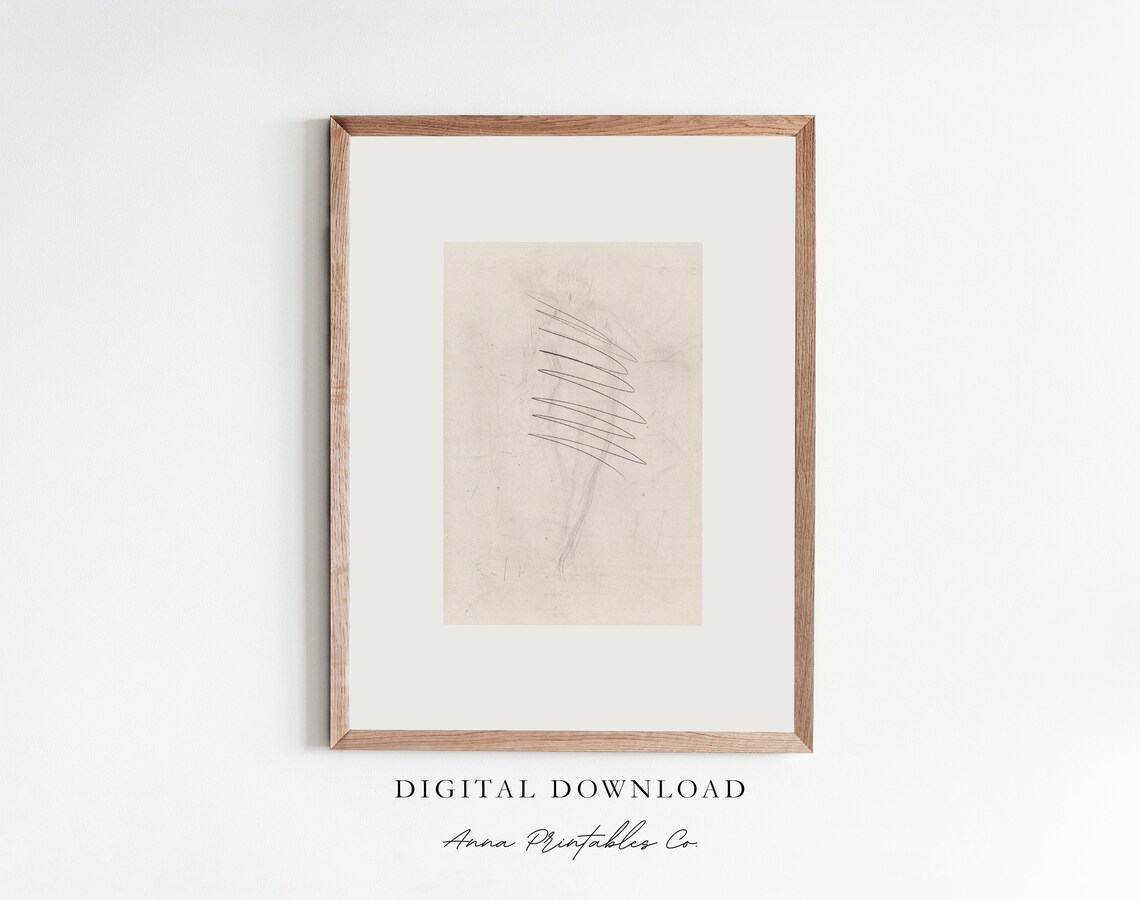 Abstract Woman Sketch Vintage Minimalist Line Drawing Antique Figure Art Poster