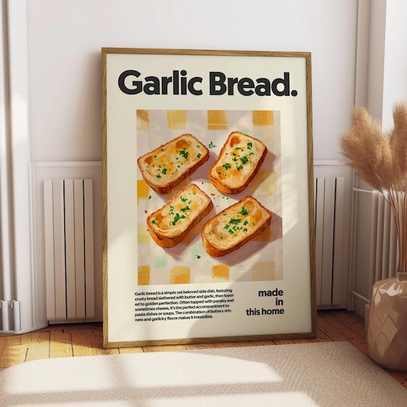 Garlic Bread Poster, English Kitchen Art Print