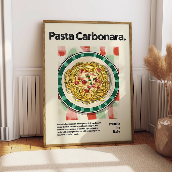 Pasta Carbonara Classic Italian Spaghetti Kitchen Food Wall Poster