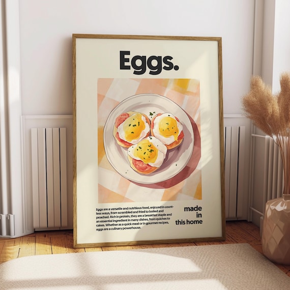 Eggs Benedict Breakfast Plate Minimalist Kitchen Food Poster