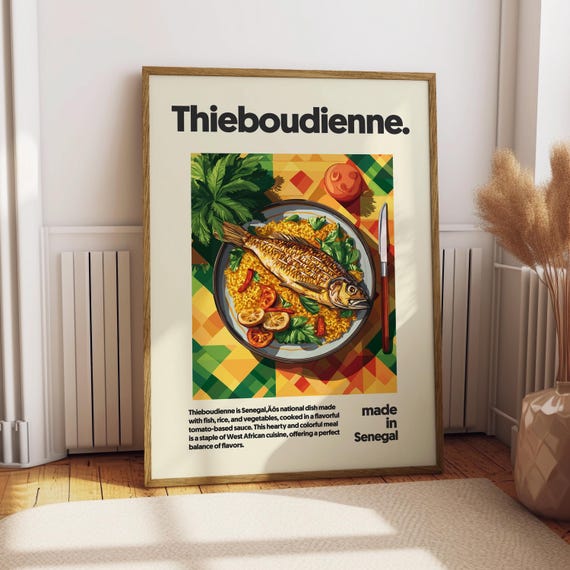 Thieboudienne Poster Food Kitchen Decor Print African Senegal Caribbean Thieb