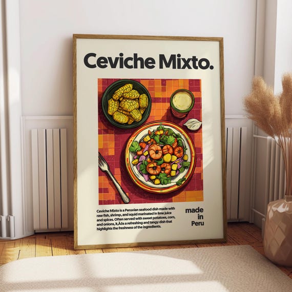 Ceviche Mixto Poster Food Kitchen Decor Print Peruvian Peru Art South America