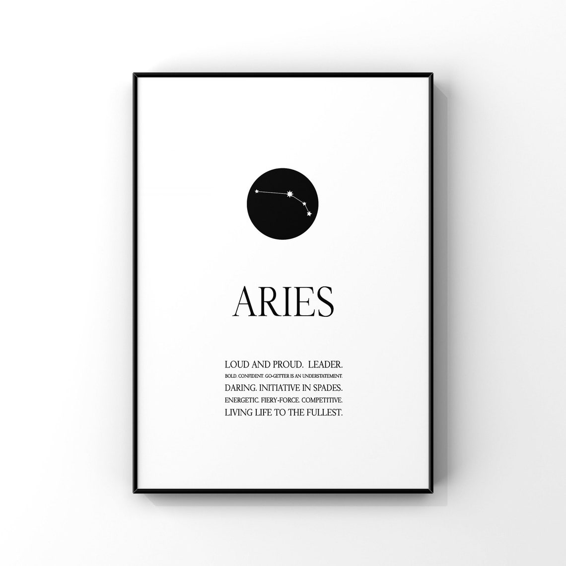 Aries Zodiac Constellation Traits Minimalist Astrology Poster