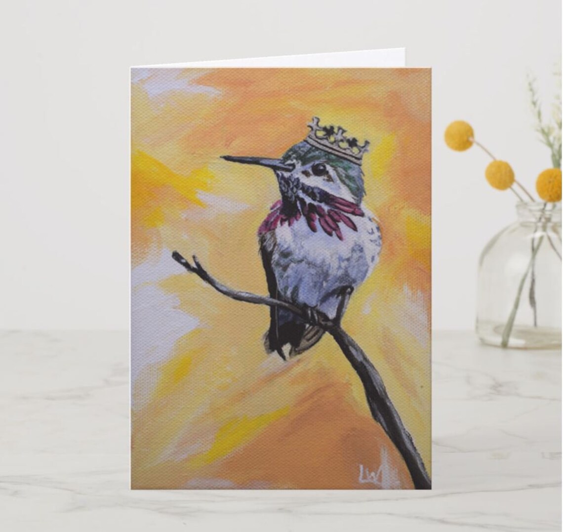 Royal Hummingbird in a Crown, Bird Art Print