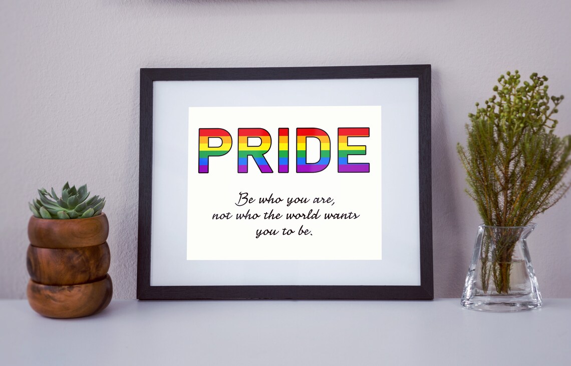 Rainbow Pride Flag Be Who You Are LGBTQ Quote Poster for Everyone - Image 2
