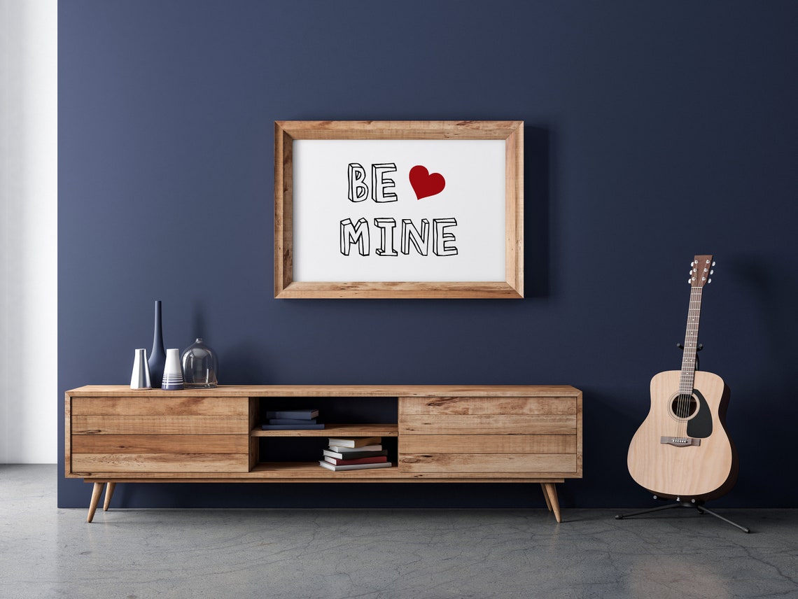 Be Mine Heart Doodle Valentine Sweetheart Romantic Typography Poster - Image 2