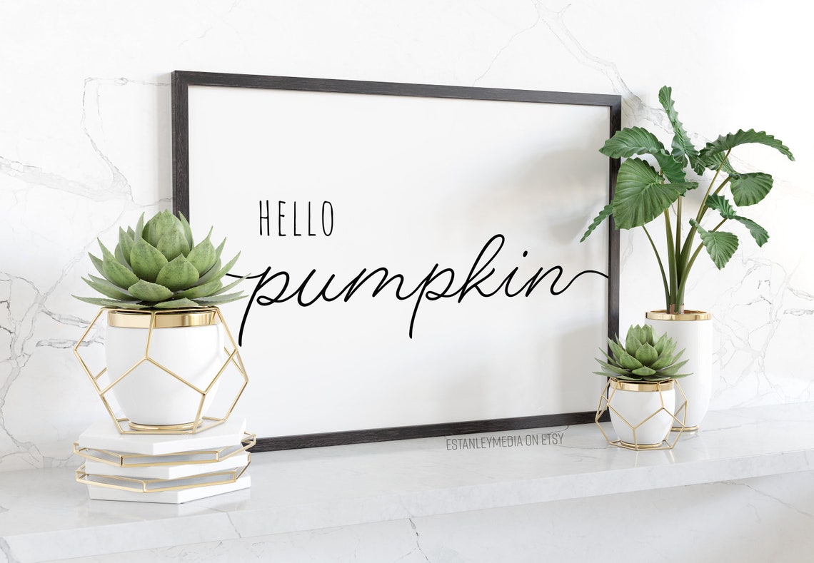 Hello Pumpkin Fall Script Sign Autumn Thanksgiving Decor Poster - Image 2