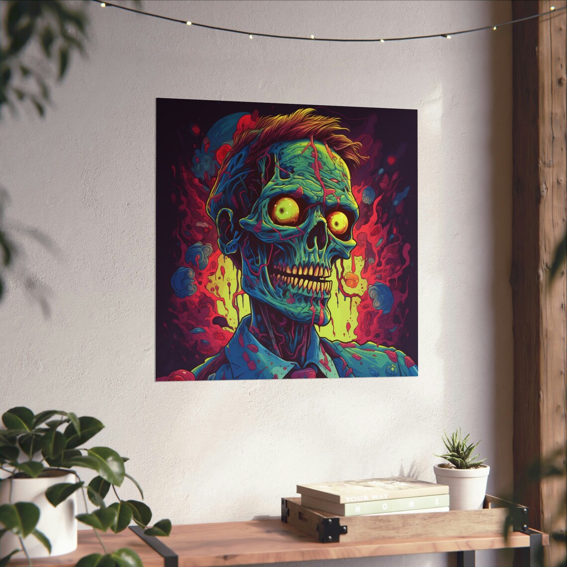 Creepy Eyes Zombie Skeleton, Rainbow Zombie Poster