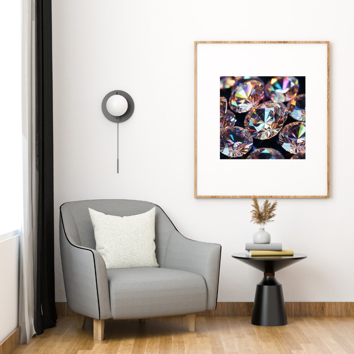 Brilliant Diamonds, Elegant Modern Art Print - Image 2