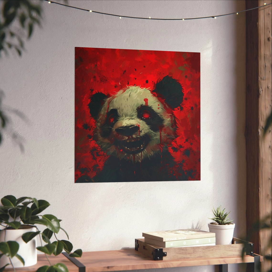 Ravaged Zombie Panda Bear, Scary Abstract Wall Art