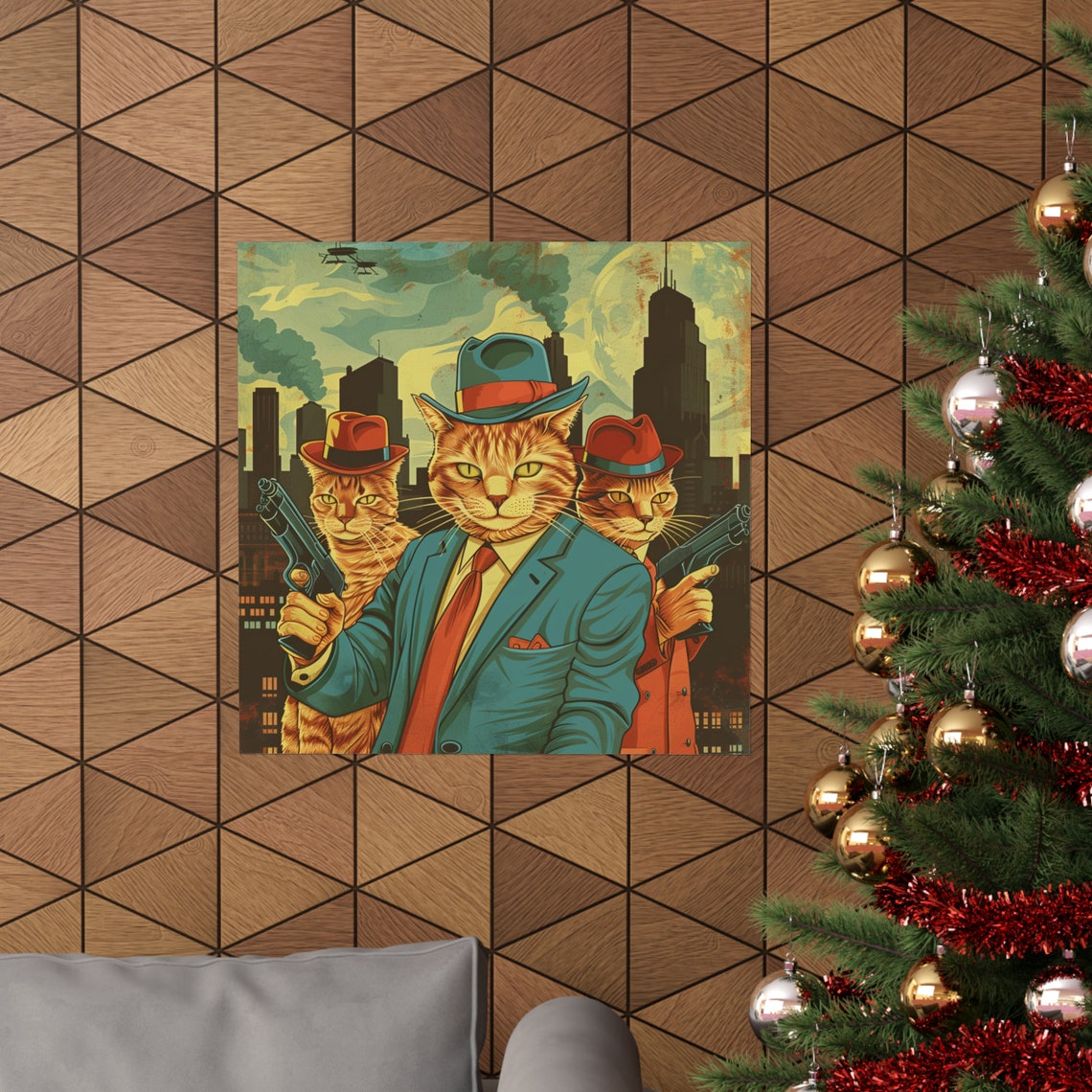 Gangsta Kitty Cat Humor Poster, Cats in Suits - Image 4