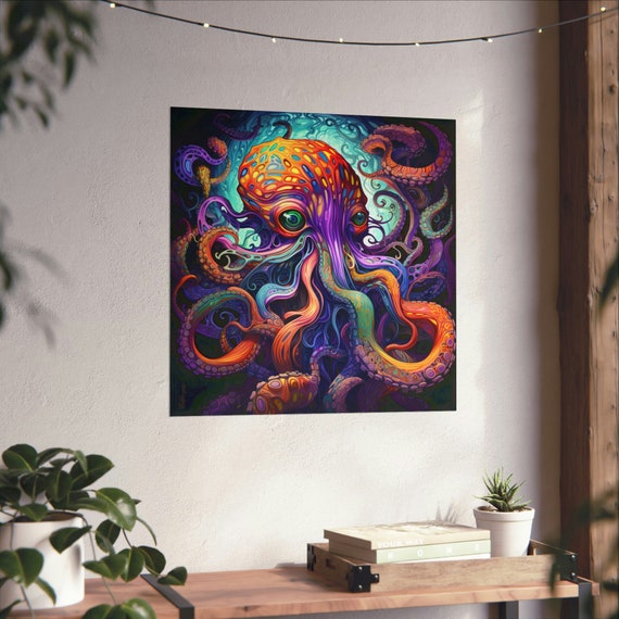 Rainbow Octopus Psychedelic Festival Art Print
