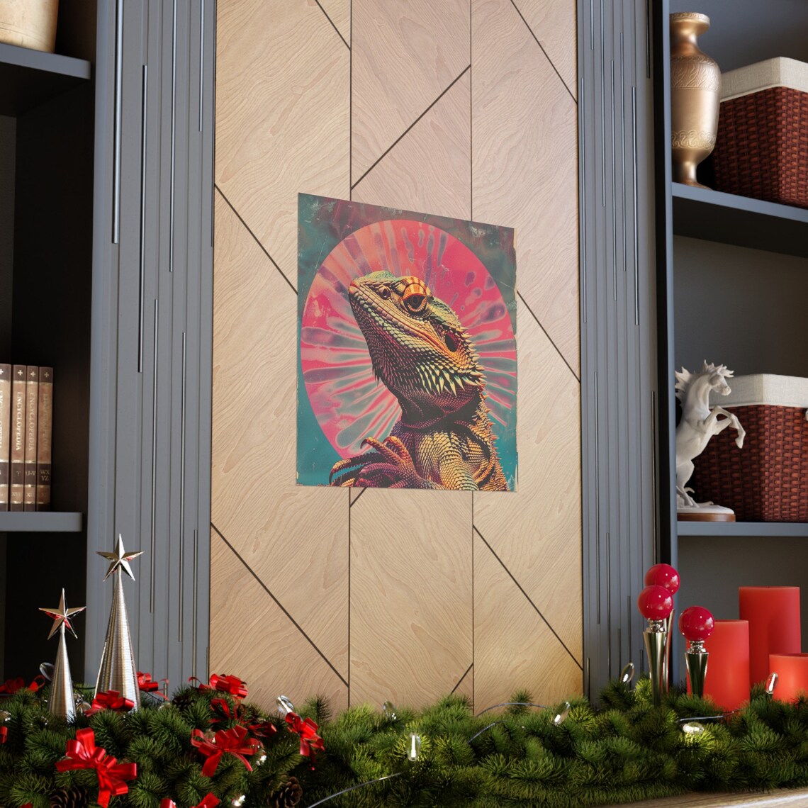 Vintage Retro Bearded Dragon, Abstract Humor Art - Image 3