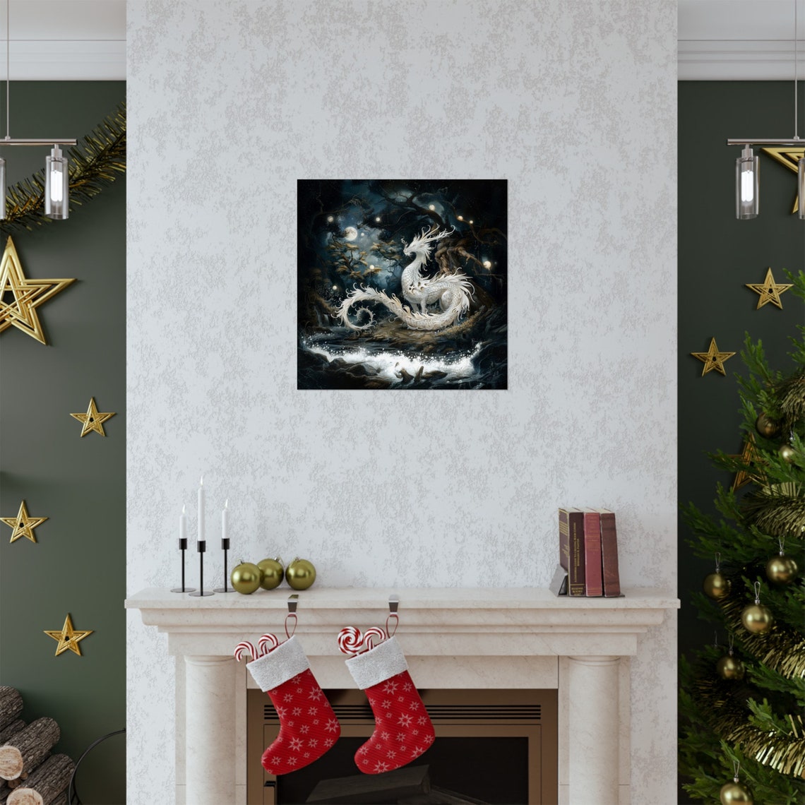 Moon Dragon Poster, Fantasy Wall Decor - Image 2