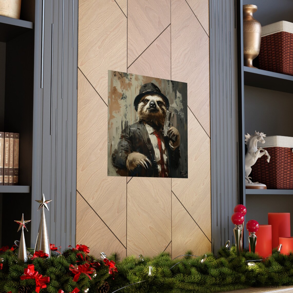 Gangster Sloth - Funny Animal Art Print - Image 3