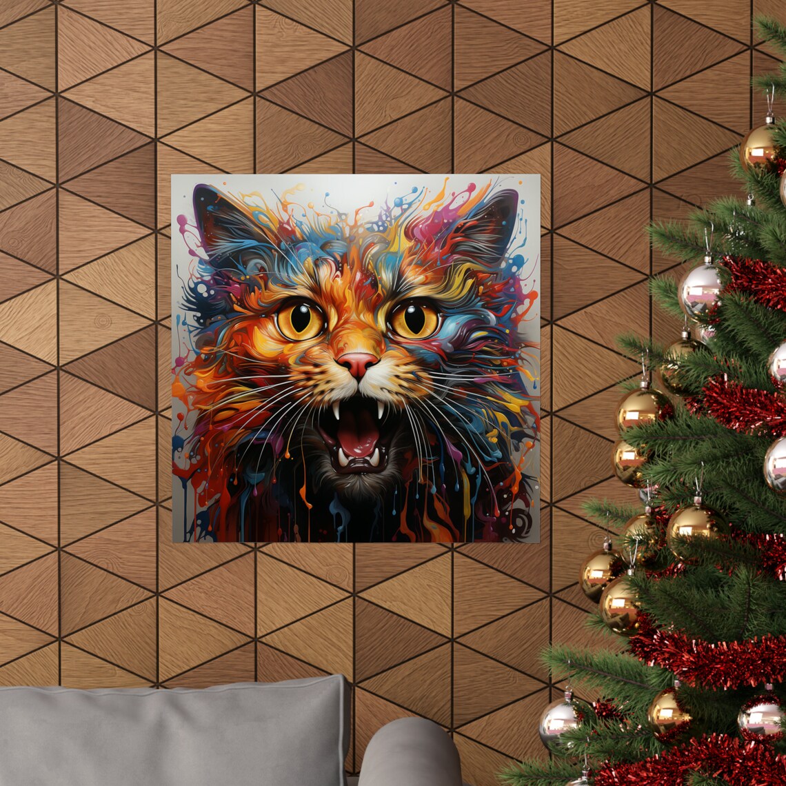 Rainbow Cat Trippy Cat, Psychedelic Cat Poster - Image 4