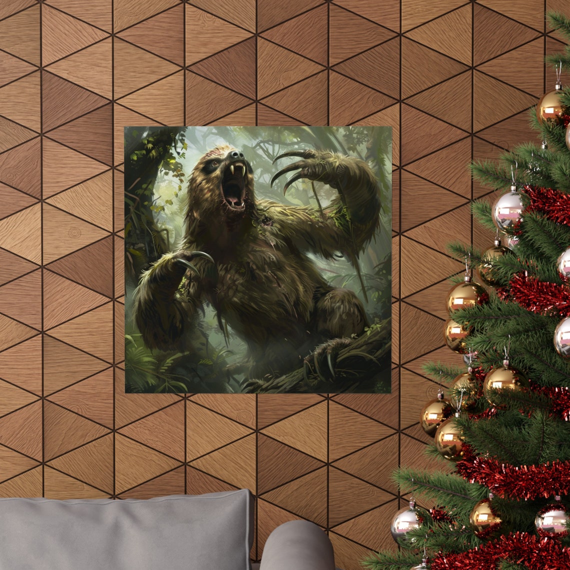 Giant Rabid Sloth Poster, Sloth Humor Art - Image 4