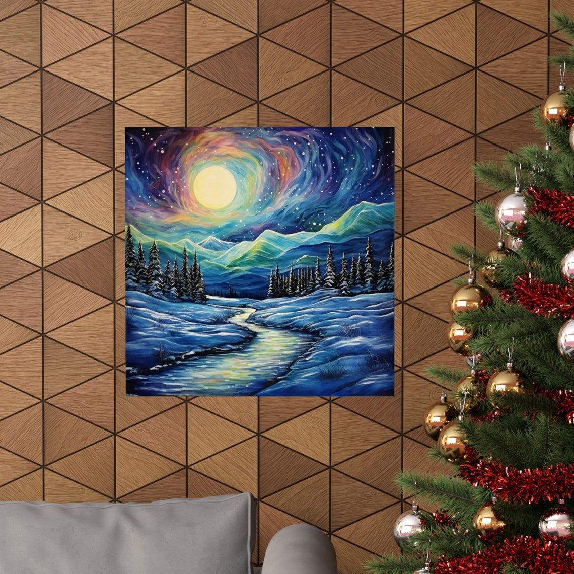 Post Impressionism Twilight Hour And Northern Lights, Moon Poster - Image 4