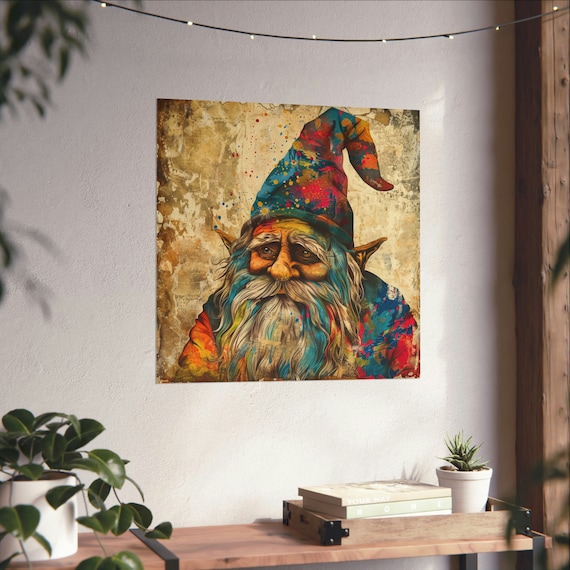 Hard Knock Gnome World, Vintage Gnome Art Poster