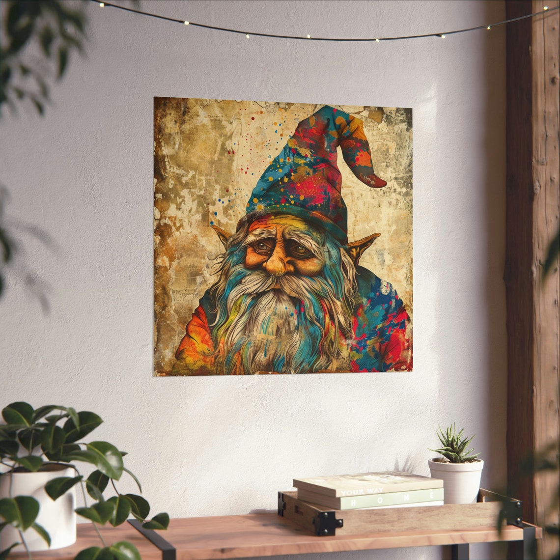 Hard Knock Gnome World, Vintage Gnome Art Poster