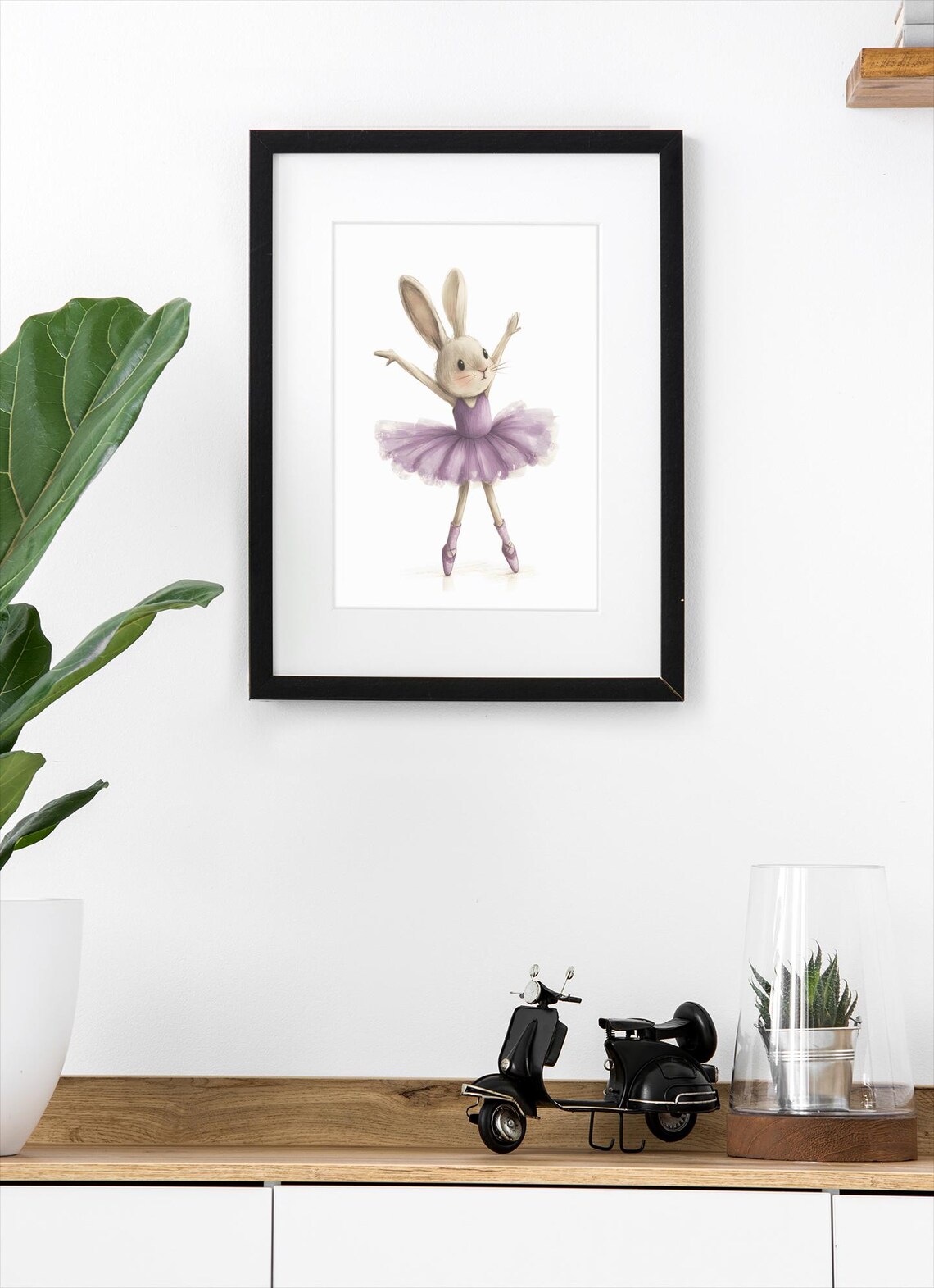 Whimsical Bunny Ballerina in Purple Tutu Ballet Nursery Animal Poster - Image 2