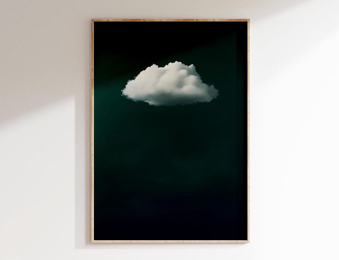 Emerald Cloud Print Green Cloud Art Abstract Wall Art Minimalist Decor Serene Cloud Print