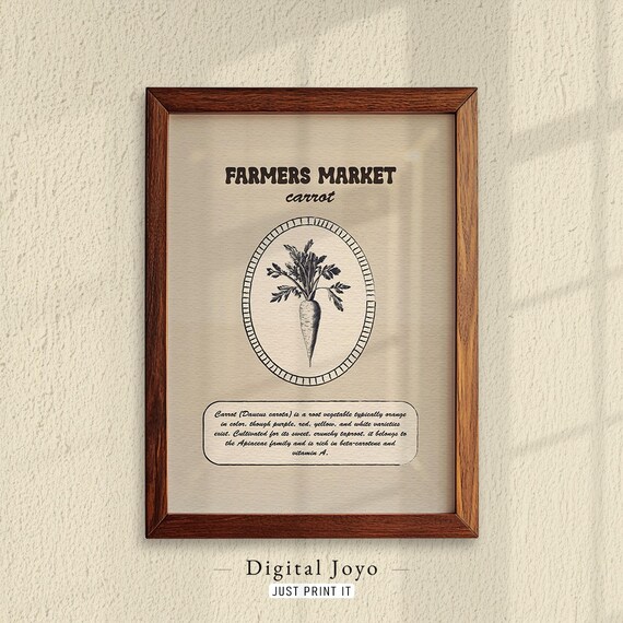 Vintage Farmers Market Carrot Botanical Vegetable Banner Poster