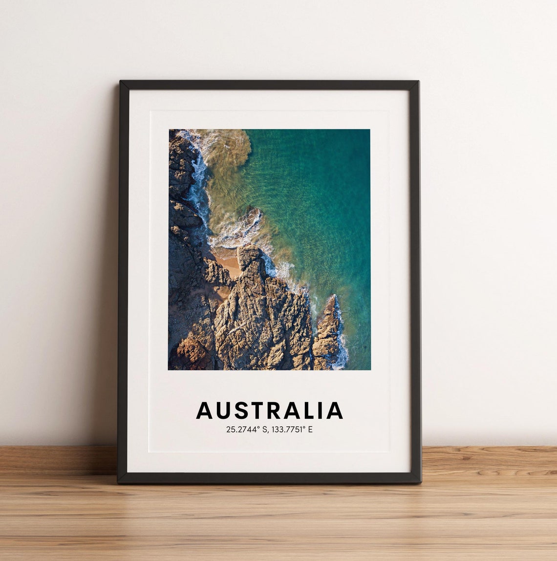 Australia Aerial Rocky Coastline Turquoise Sea Travel Poster