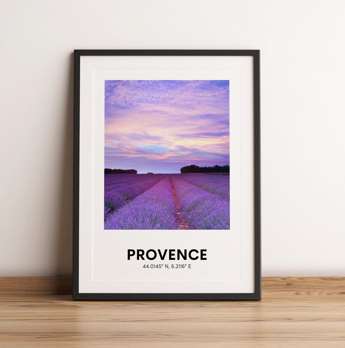 Provence France Lavender Field Sunset Coordinates Travel Poster