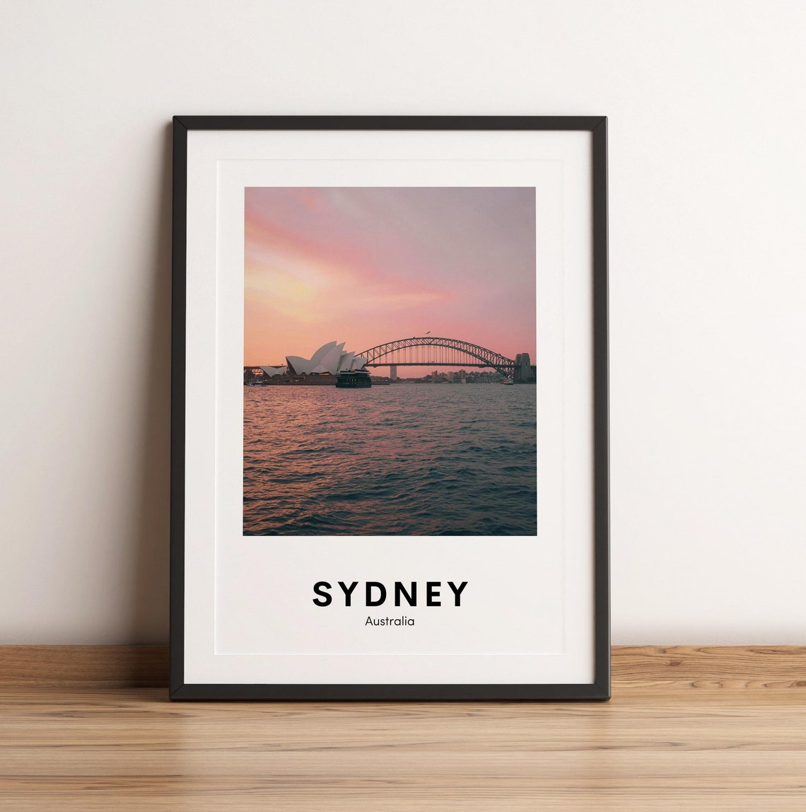 Sydney Australia Sunset Harbour Photography Print With Bridge